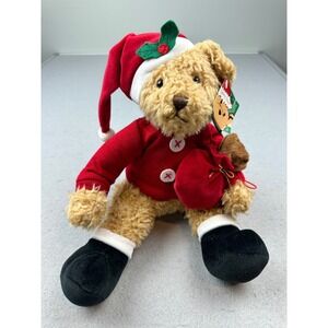 Avon Vintage Russ Berrie Sammy Santa Teddy Bear Christmas Plush Sits 9" Tall